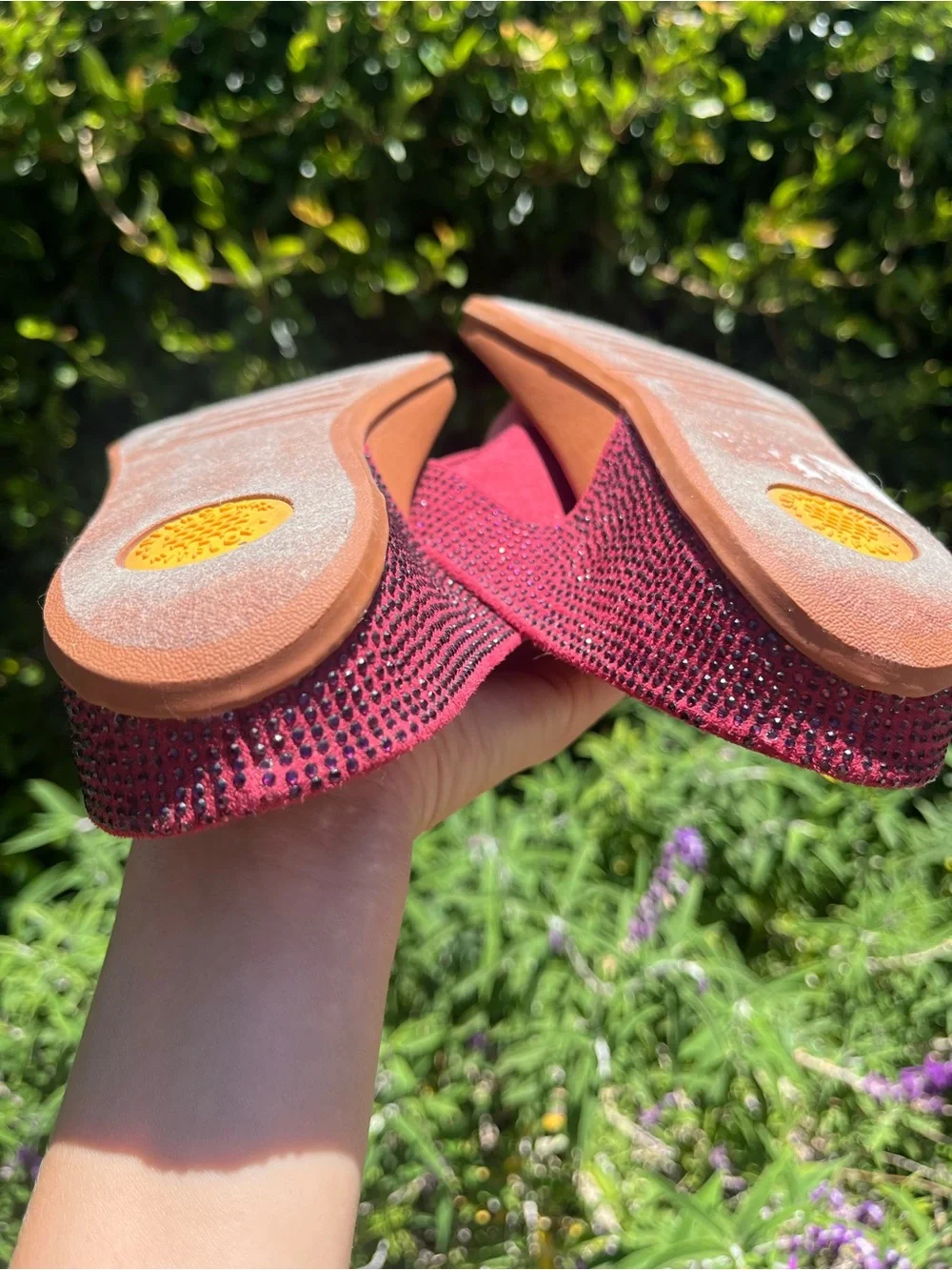 Fitflop Banda Glitz Red Slide Sandals Thongs Rhinestone Embellished Fairy Sz 10